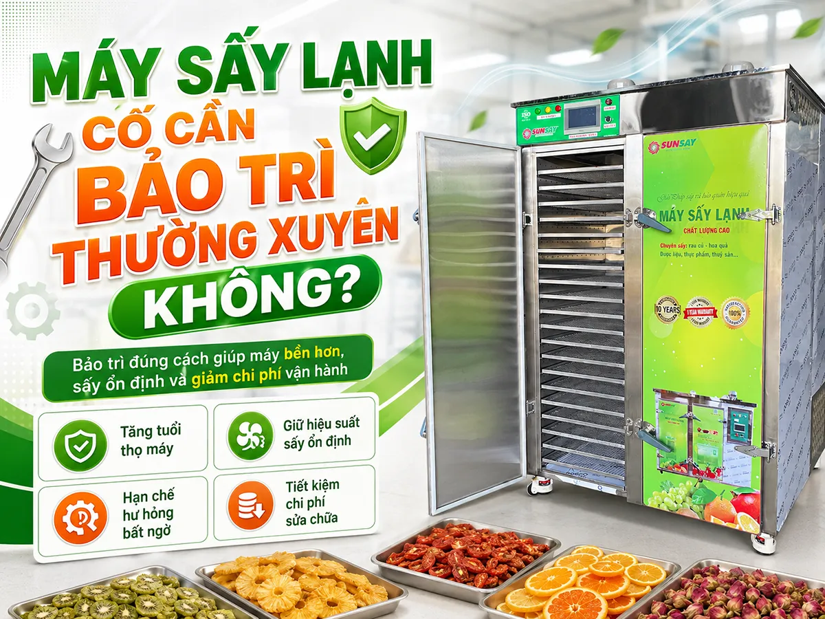 Máy sấy lạnh có cần bảo trì thường xuyên không? Câu trả lời là có, để máy vận hành ổn định và sấy thành phẩm đồng đều hơn.