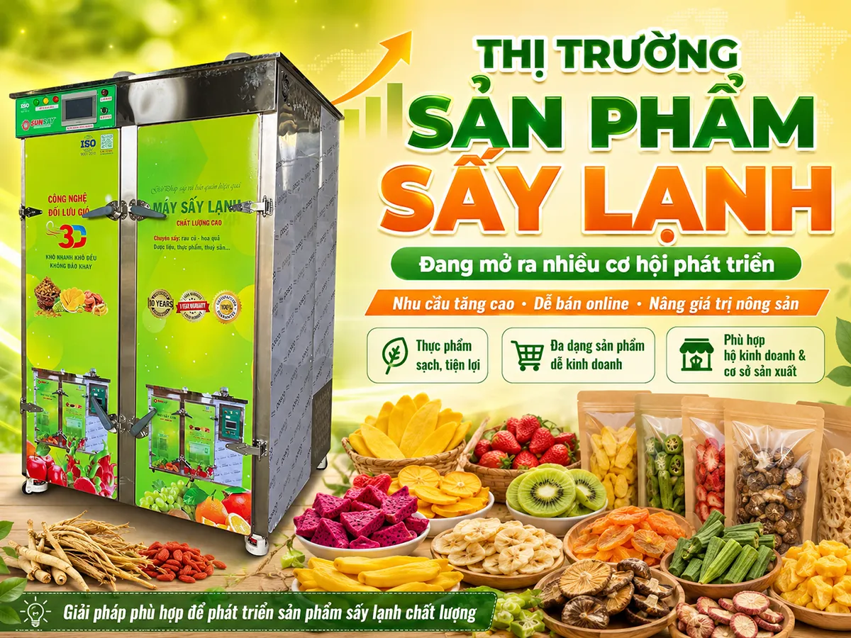 Thị trường sản phẩm sấy lạnh hiện nay đang mở ra nhiều cơ hội cho các cơ sở muốn nâng cao giá trị nông sản và phát triển sản phẩm chế biến sâu.