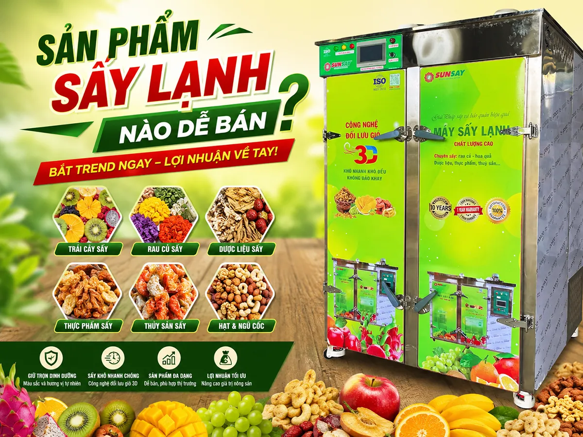 Muốn biết sản phẩm sấy lạnh nào dễ bán, hãy bắt đầu từ những mặt hàng có nhu cầu cao như trái cây sấy, rau củ sấy và trà thảo mộc.
