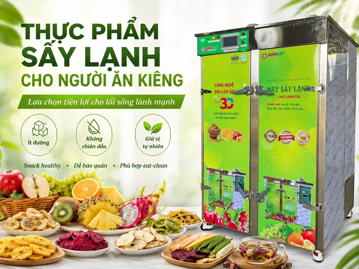 Thực phẩm sấy lạnh dành cho người ăn kiêng là lựa chọn tiện lợi cho lối sống lành mạnh, ít phụ gia và dễ sử dụng mỗi ngày.