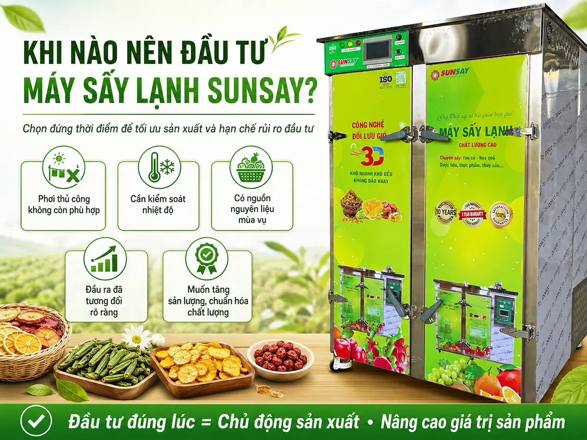 Khi nào nên đầu tư máy sấy lạnh SUNSAY cần được xác định từ nhu cầu sản xuất thực tế.
