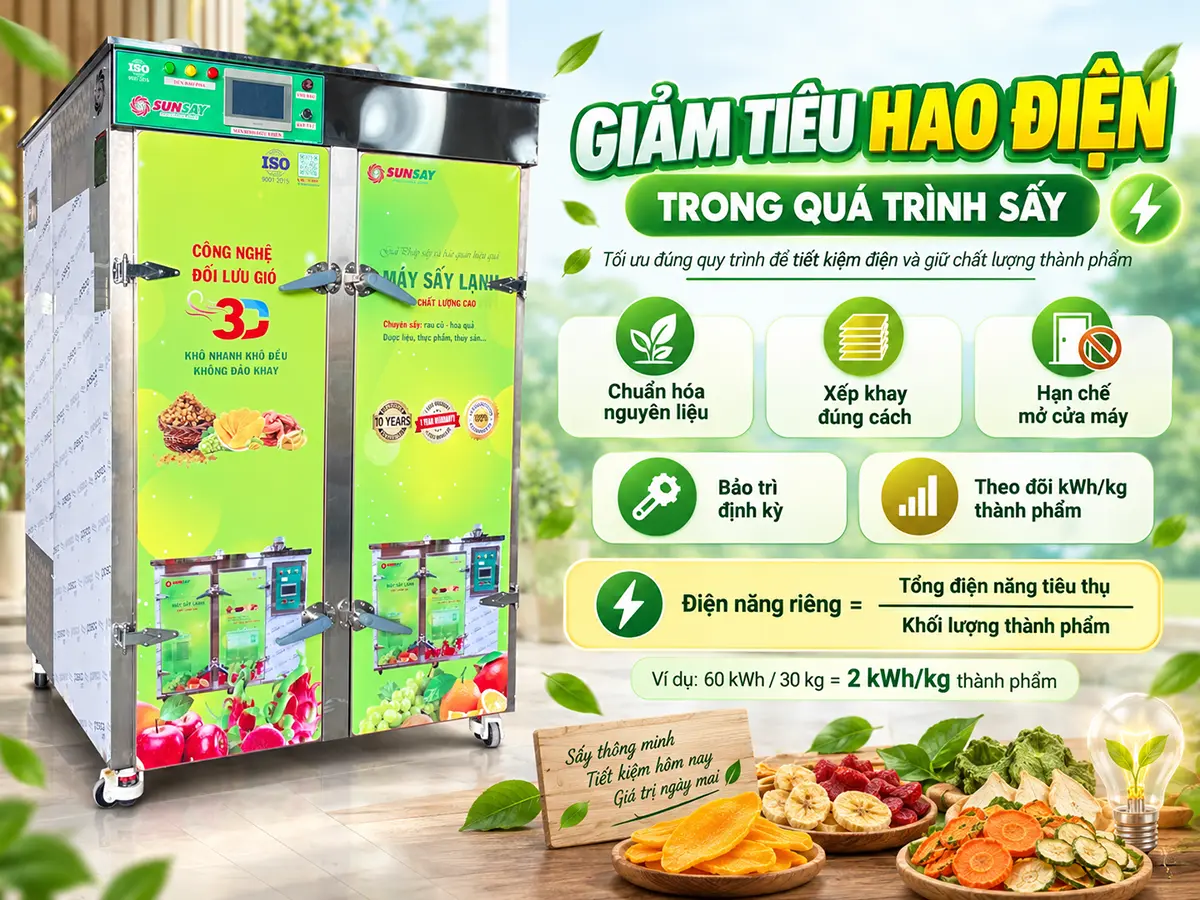 Cách giảm tiêu hao điện trong quá trình sấy cần bắt đầu từ việc tối ưu toàn bộ quy trình.