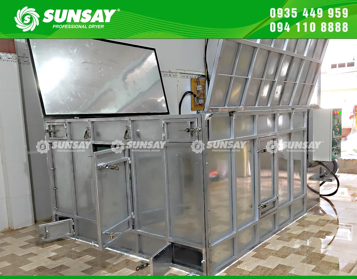 Máy sấy vĩ ngang được làm bằng thép tôn kẽm cao cấp, chất lượng cao
